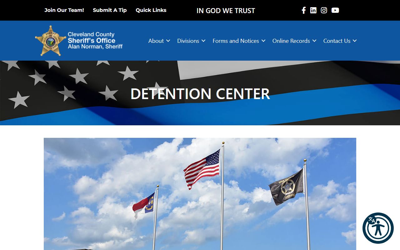 Cleveland County inmate population detention center page for both jail facilities