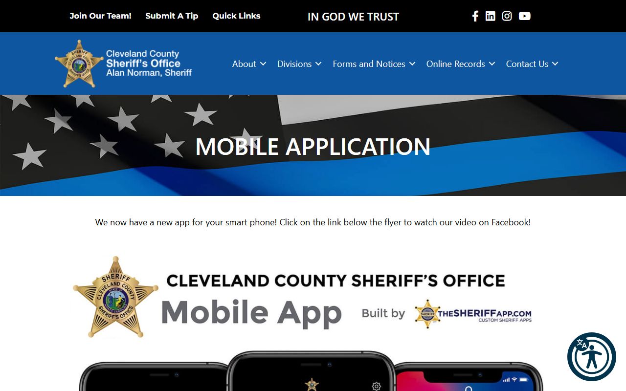 Cleveland County inmate population sheriff mobile app inmate search page